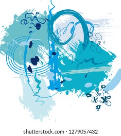 abstract colorful blue paintbrush and scribble texture background. creative colorful blue sky nice paintbrush and hand drawn for your design. kids sketch drawing. vector illustration