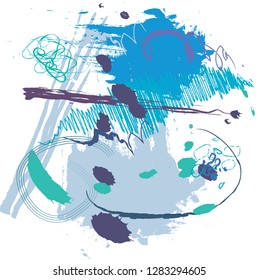 abstract colorful blue paintbrush and scribble lines texture background. creative colorful blue nice brush strokes and hand drawn for your design. vector illustration