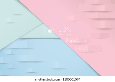 Abstract colorful blue pink and green pastel  papercut effect vector background