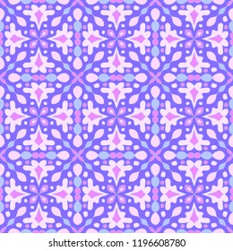 Abstract colorful blue, pink, violet geometry tessellation seamless pattern tiles. Vector illustration. Can be used for textile design, wallpaper, pattern fills, background, floor tile, other design