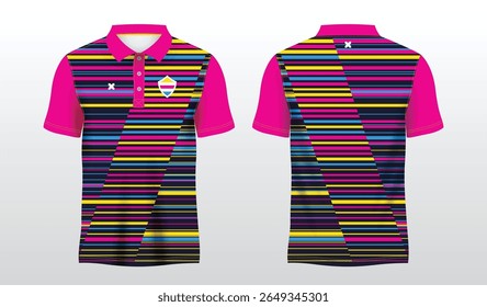 abstract colorful blue pink and yellow polo sport shirt sublimation jersey template