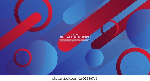 Abstract colorful blue and red 3D background. Trendy dynamic circle shape overlapping pattern. Vector Eps10