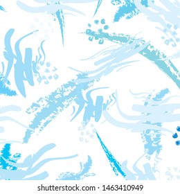 Abstract colorful blue sky paint brush and strokes, scribble pattern background.  