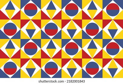 Abstract colorful blue yellow red geometric seamless pattern background. cover, wrapping paper, pillow case decorative design.