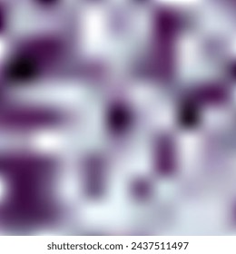 Abstract Colorful Blurred Pixelated Surface Pattern with Random Colored Dark Blue and White Squares - Defocused Texture, Vector Background Design