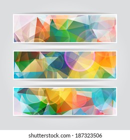 Abstract Colorful Blurred Triangular Polygonal vector header collection