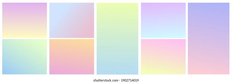 Abstract colorful blurred vector background set. Website UI design or presentation background. Multicolor soft smooth gradients. Creative minimalist trendy colors designs