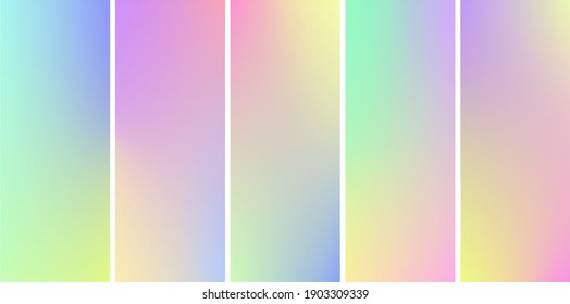 Abstract colorful blurred vector background set. Pastel colors trendy elements. Eps vector illustration set, rainbow smooth colour blend design