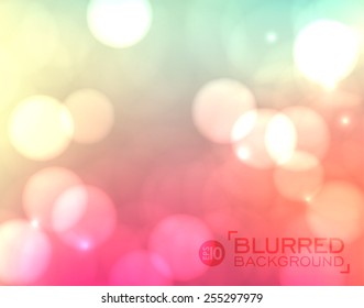 Abstract colorful blurred vector background with lights and bokeh. Background can be used for website, banners or presentation. Minimalistic vector template. Clean design.
