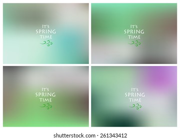 Abstract colorful blurred vector backgrounds set. Spring background. Vector illustration