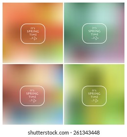Abstract colorful blurred vector backgrounds set. Spring background. Vector illustration
