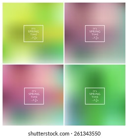 Abstract colorful blurred vector backgrounds set. Spring background. Vector illustration