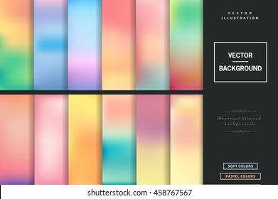 Abstract colorful blurred vector backgrounds  Elements for your website presentation  Set and many  beautiful colors: gold  blue  red  yellow  pink  green  violet   many other colors   tones 