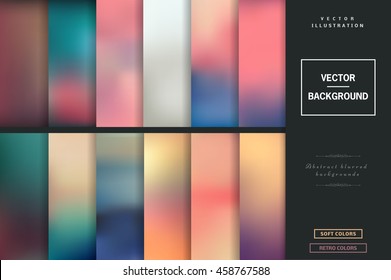 Abstract colorful blurred vector backgrounds  Elements for your website presentation  Set and many  beautiful colors: gold  blue  red  yellow  pink  green  violet   many other colors   tones 