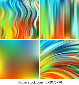 Abstract colorful blurred vector backgrounds. For art illustration template design, business infographic and social media. Blue, green, red, orange, yellow colors. 