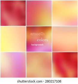 Abstract colorful blurred vector backgrounds.Elements for your website or presentation. Bright illustration. Good as web and mobile interface template. Set, collection of web templates. Smooth colors.