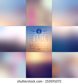 Abstract colorful blurred vector hexagon backgrounds. Backgrounds can be used for website, banners or presentation. Minimalistic vector templates. Clean design.