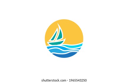 abstract colorful boat with sea logo vector symbol icon design graphic illustration