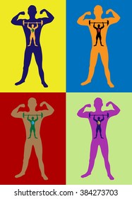 abstract colorful bodybuilder doing weight lifting