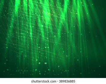 Abstract colorful bokeh background with rays. Vector illustration