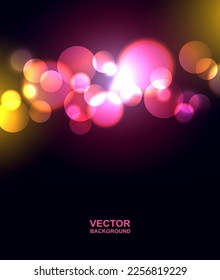 Abstract. Colorful bokeh blur light on night background. vector.