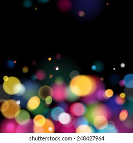 Abstract colorful bokeh blurry background. Festive celebration template.