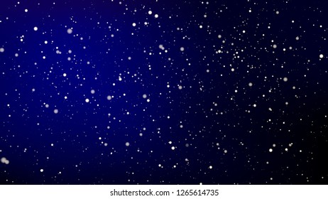 Abstract colorful bokeh and glowing spakling shining particles in random blue color theme background. Lighting effects of flash. Blurred vector background with light glare, EPS10 illustration.