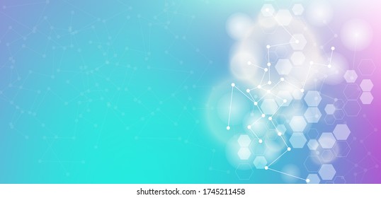 Abstract colorful bokeh light background structure for science or medical background genetic engineering and gene manipulation. Innovation technology concept network scientific research.