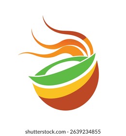 Abstract colorful bowl logo design with swirling elements for various creative applications