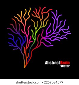 Abstract colorful brain with lines. Futuristic mind. Vector illustratio