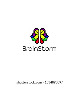 abstract colorful brain logo illustration