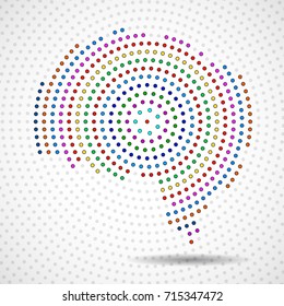 Abstract colorful brain of radial dots. Vector