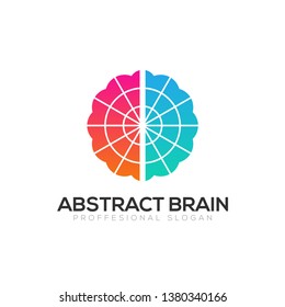 Abstract colorful brain technology concept logo template isolated on white background