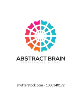 Abstract colorful brain technology concept logo template isolated on white background
