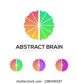 Abstract colorful brain technology concept logo template isolated on white background