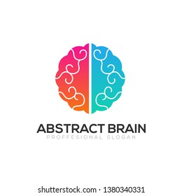 Abstract colorful brain technology concept logo template isolated on white background