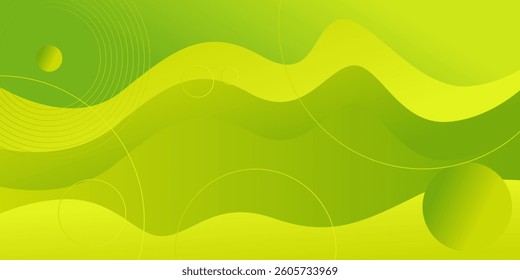 Abstract colorful bright gradient green and yellow wave 3D background. Minimal wave fluid pattern geometric design.