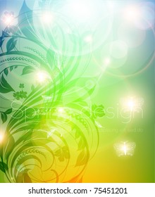 Abstract colorful bright spring or summer floral background with flowers for design. eps 10.