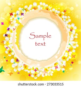 Abstract colorful bright summer or spring floral background with butterflies