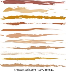 Abstract colorful brown paint brush and strokes horizontal lines pattern background