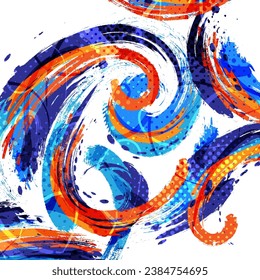 Abstract and Colorful Brush Background. Blue and Orange Grunge Background. Sport Banner. Brush Stroke Illustration. Scratch and Texture Elements For Design