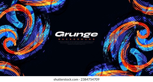 Abstract and Colorful Brush Background. Blue and Orange Grunge Background. Sport Banner. Brush Stroke Illustration. Scratch and Texture Elements For Design