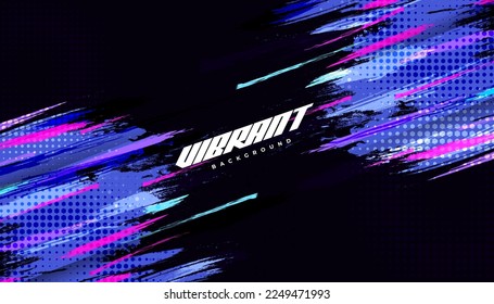 Abstract and Colorful Brush Background with Halftone Effect. Brush Stroke Illustration for Banner, Poster, or Sports Background. Scratch and Texture Elements For Design