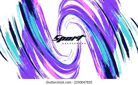 Abstract and Colorful Brush Background with Halftone Effect. Grunge Background. Brush Stroke Illustration for Banner, Poster, or Sports Background. Scratch and Texture Elements For Design