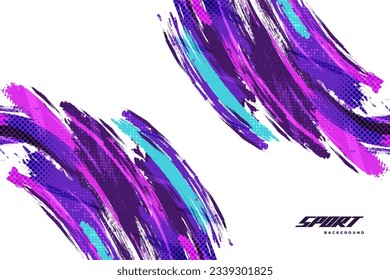 Abstract and Colorful Brush Background with Halftone Effect. Brush Stroke Illustration for Banner, Poster, or Sports Background. Scratch and Texture Elements For Design