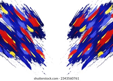 Abstract and Colorful Brush Background with Halftone Effect. Brush Stroke Illustration for Banner, Poster, or Sports Background. Scratch and Texture Elements For Design