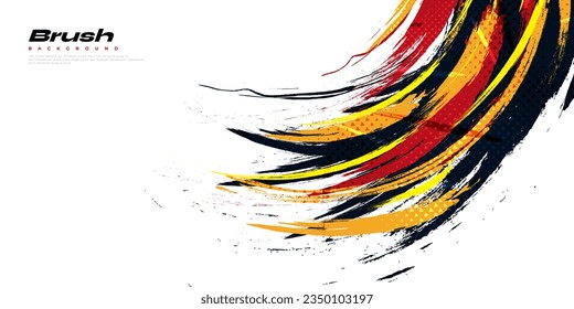 Resumen y fondo colorido del pincel con efecto semitonio. Ilustración de pincel de roca para la pancarta, el cartel o el fondo deportivo. Elementos de rajadura y textura para el diseño