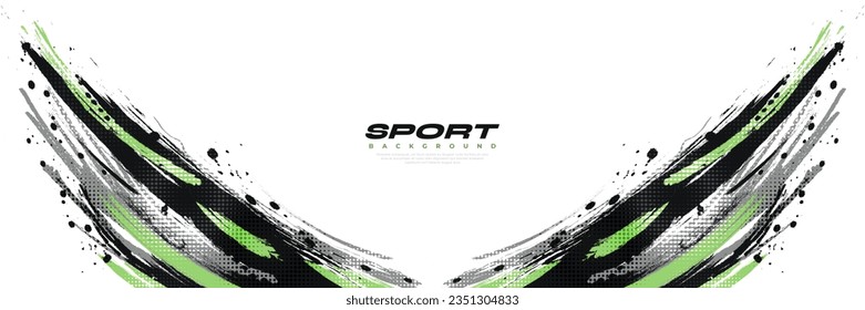 Abstract and Colorful Brush Background with Halftone Effect. Brush Stroke Illustration for Banner, Poster, or Sports Background. Scratch and Texture Elements For Design