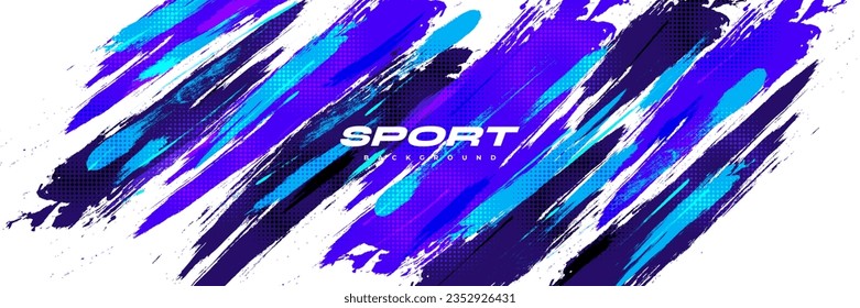 Abstract and Colorful Brush Background with Halftone Effect. Brush Stroke Illustration for Banner, Poster, or Sports Background. Scratch and Texture Elements For Design