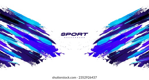 Abstract and Colorful Brush Background with Halftone Effect. Brush Stroke Illustration for Banner, Poster, or Sports Background. Scratch and Texture Elements For Design